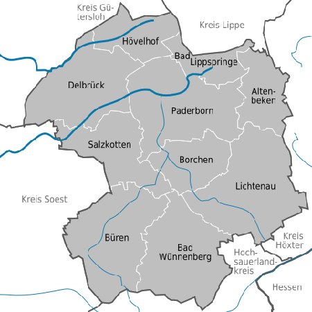 PLZ Karte Kreis Paderborn